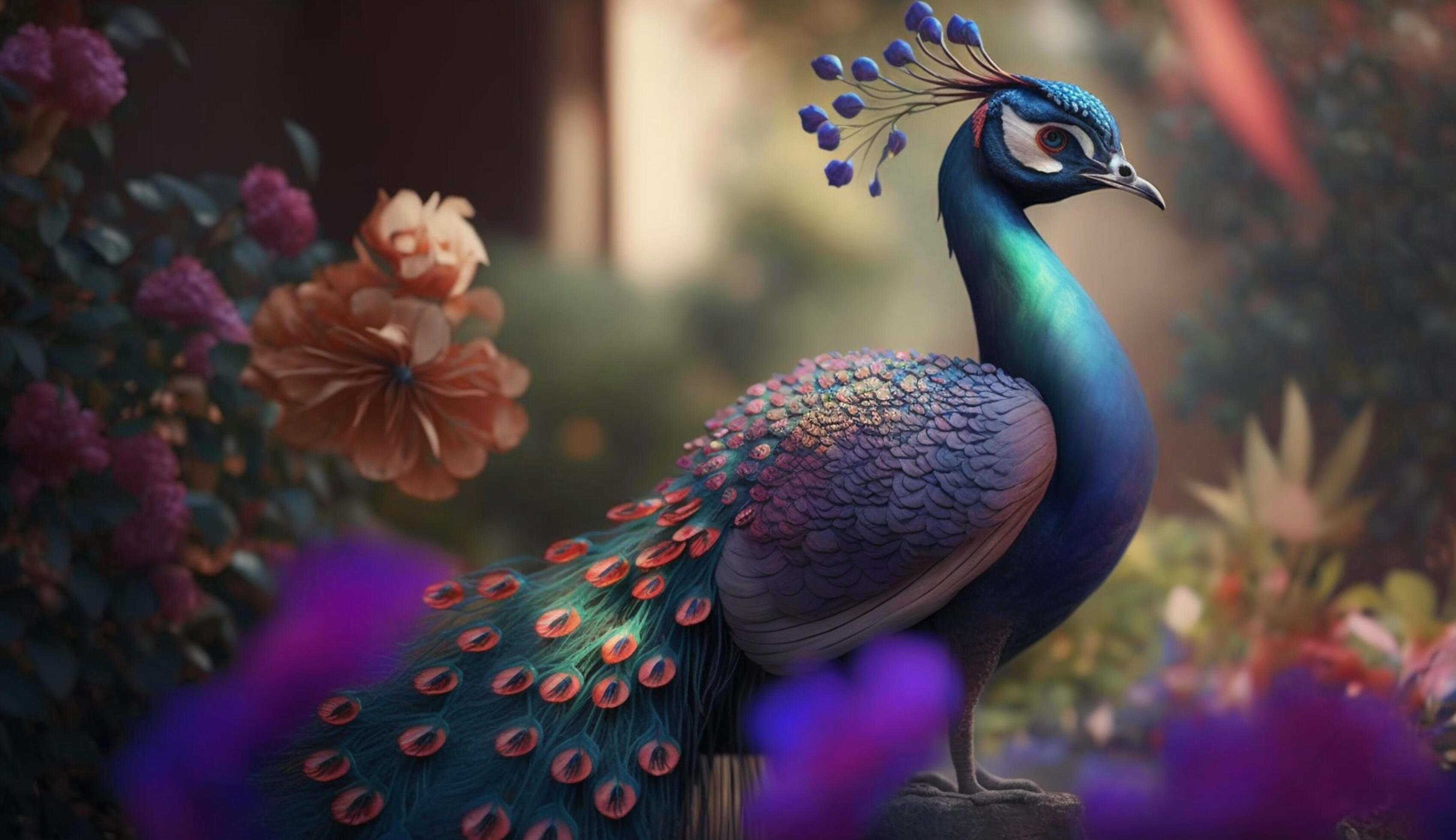 Beautiful Peacock in an Indian Garden 24060373 Stock Photo at Vecteezy