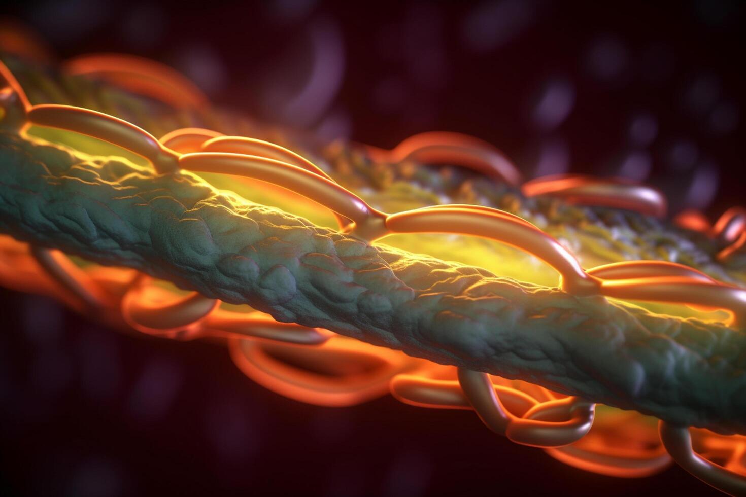 Vibrant 3D Illustration of Microscopic Muscle Fiber Contraction AI generated photo