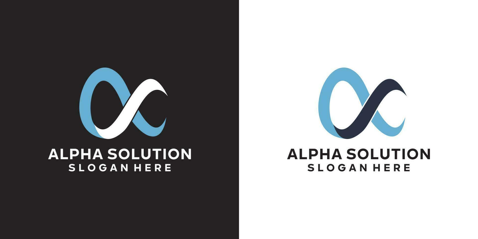 minimalista alfa solución logo diseño vector