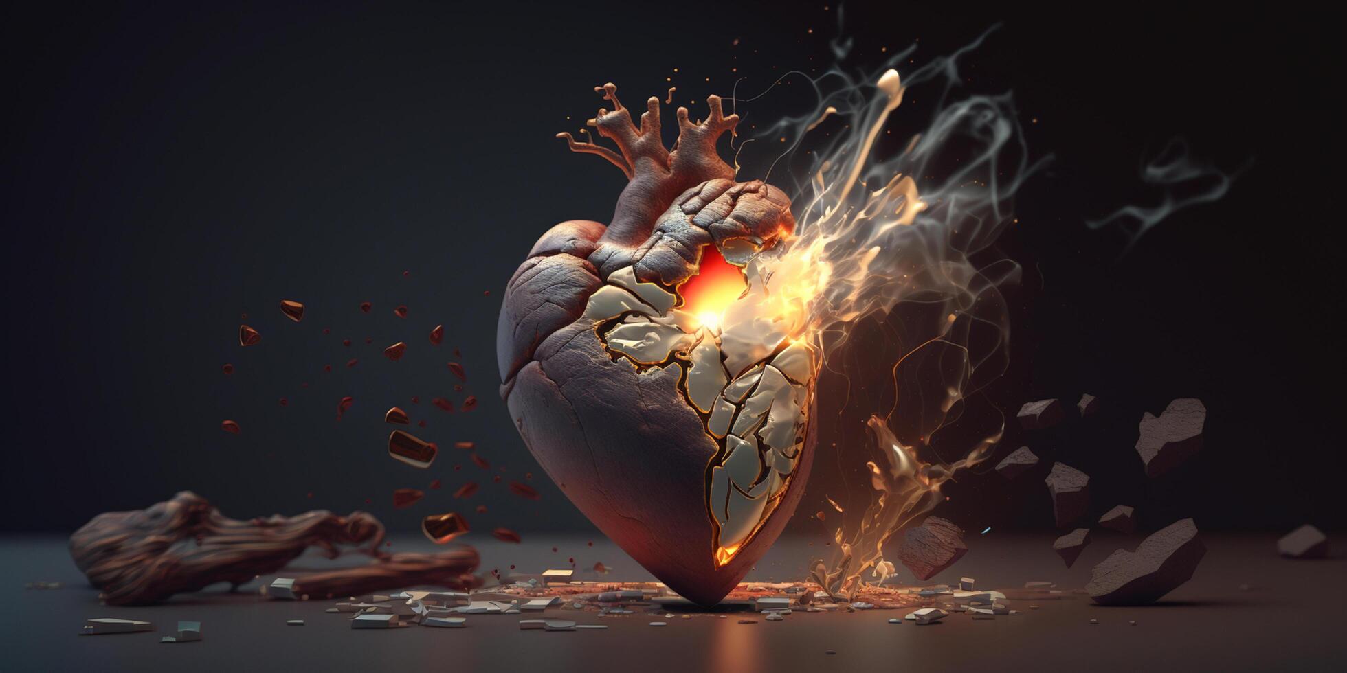 corazón en 3d animaciones con roto brillante elementos corazón ataque emergencia ai generado ilustración foto