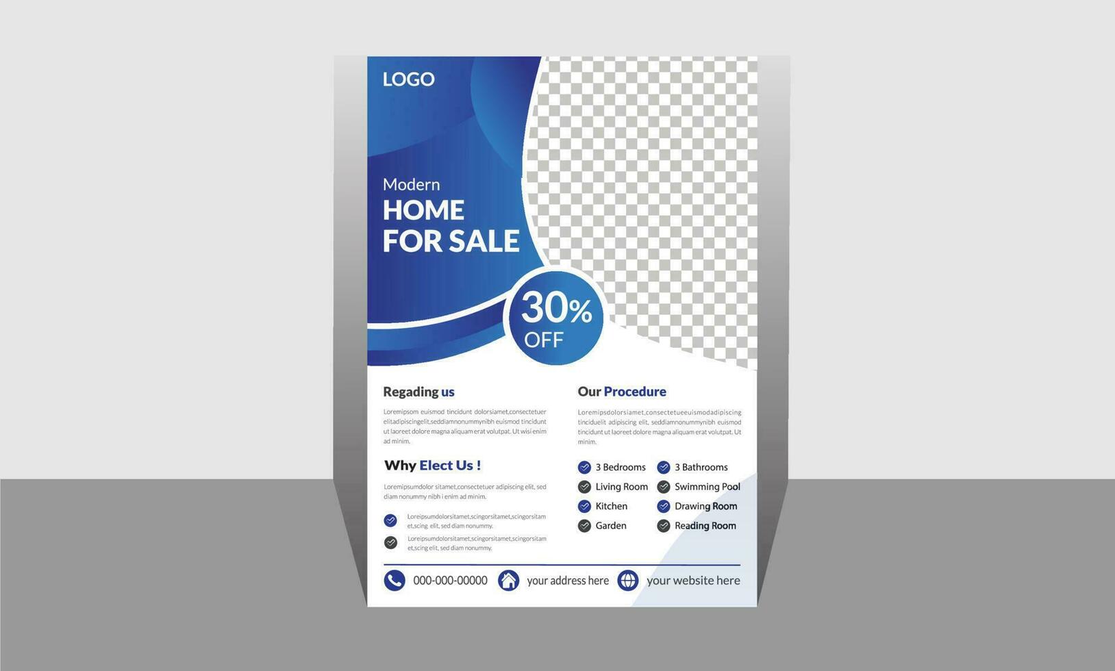 vector home for sale real estate flyer template Abstract business design. Modern home design template. a4 size abstract wonderful real estate,poster design.