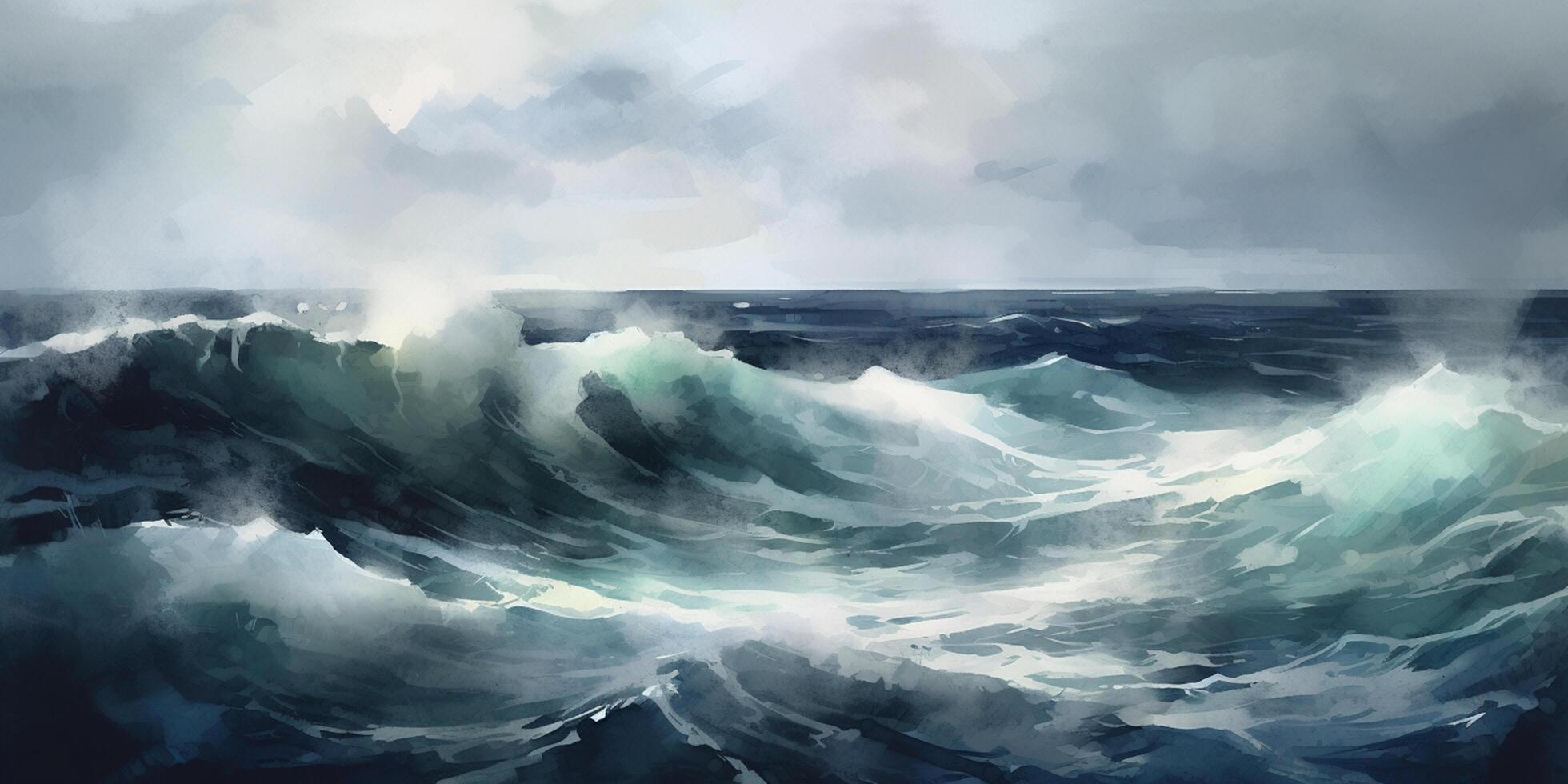 Stormy Ocean Waves A Painting of Dramatic Waves in a Storm photo