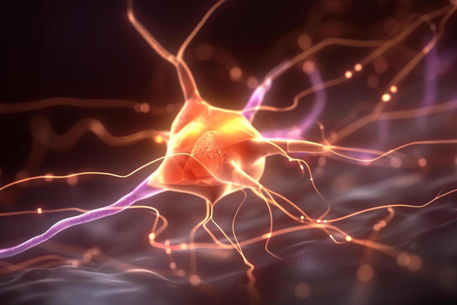 Vibrant 3D Illustration of the Biochemical Process of Nerve Impulses photo