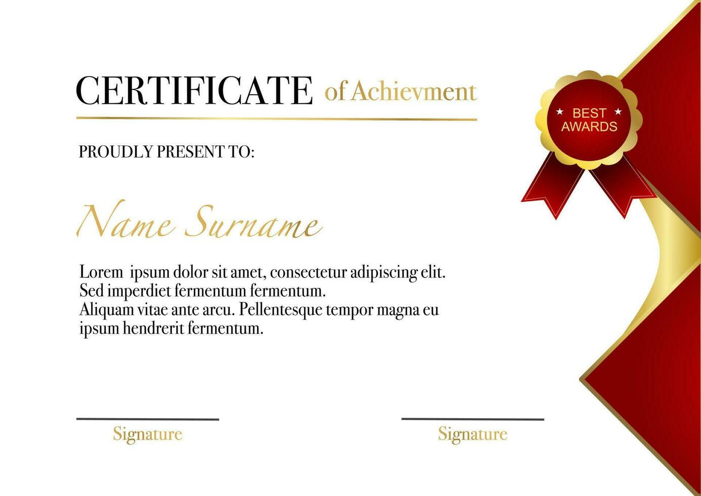 Certificate of achievement template vector