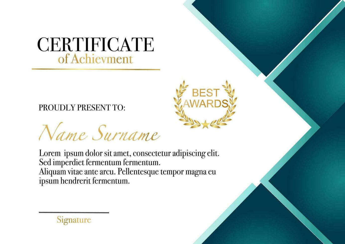 Certificate of achievement template vector