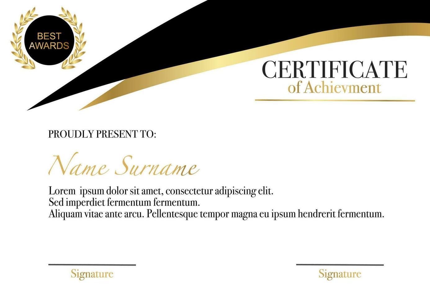 Certificate of achievement template vector