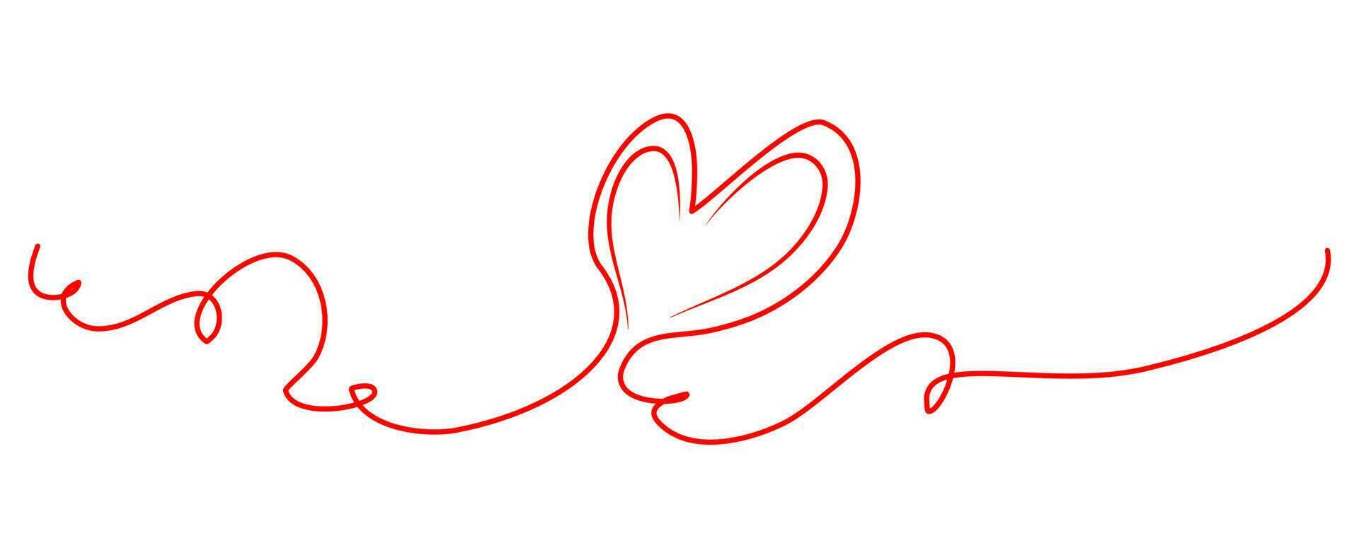 Love Heart Line Tangled Drawing. vector