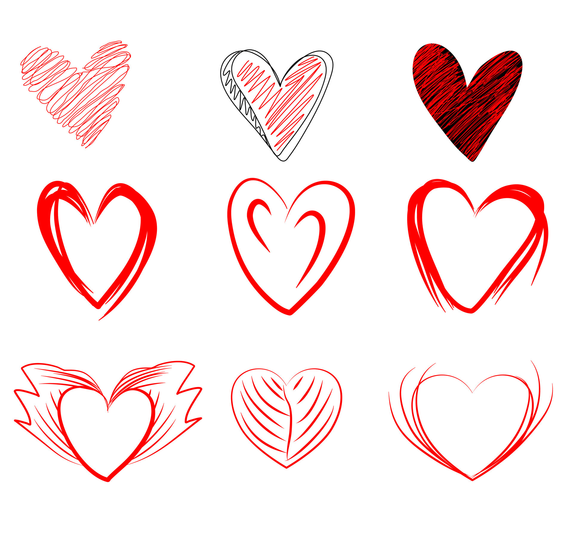 Doodle hearts vector set make with hand drawn 24060657 vector art at