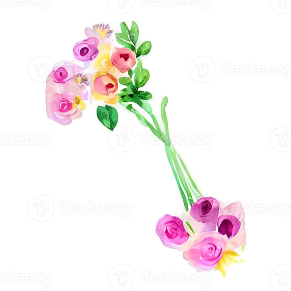 bukett av blommor teckning, vattenfärg blommor genererad ai png