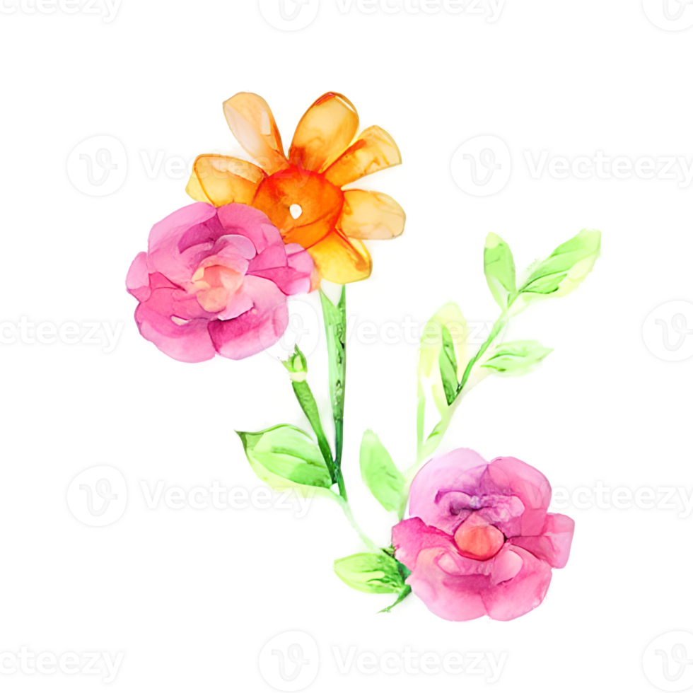 boeket van bloemen tekening, waterverf bloemen gegenereerd ai png