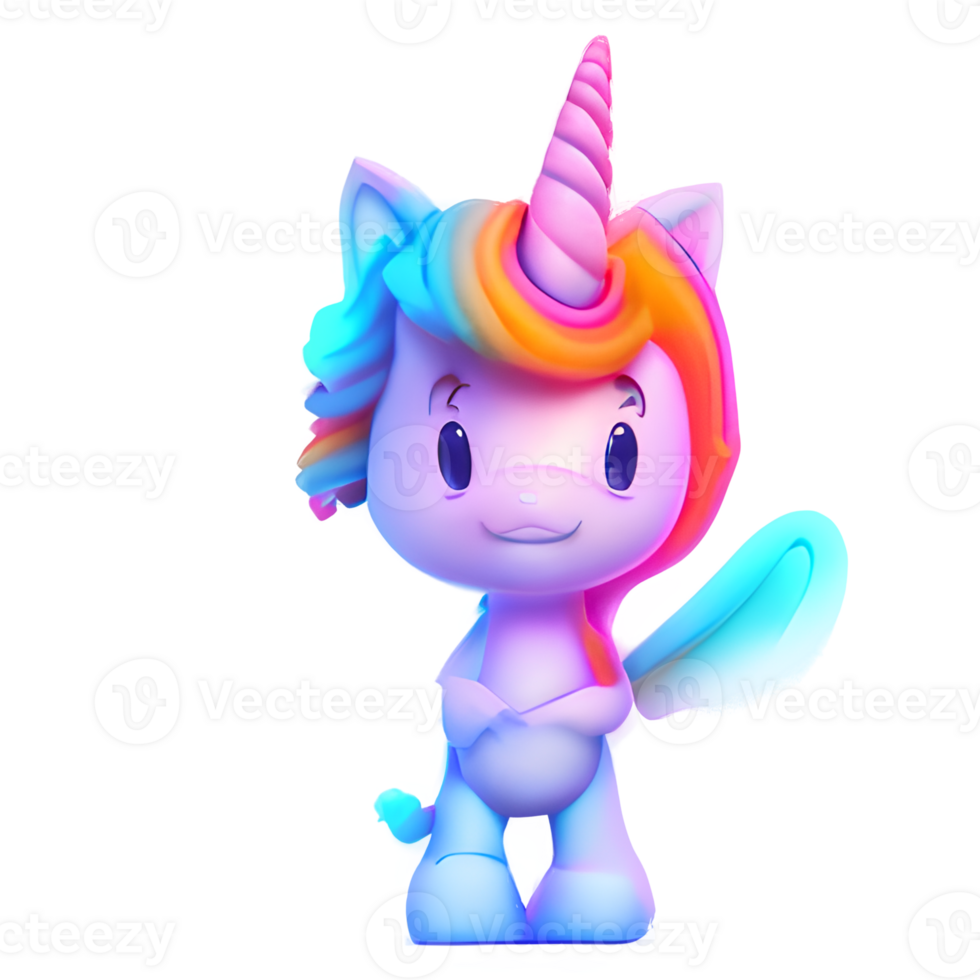 linda unicornio arco iris vistoso generado ai png