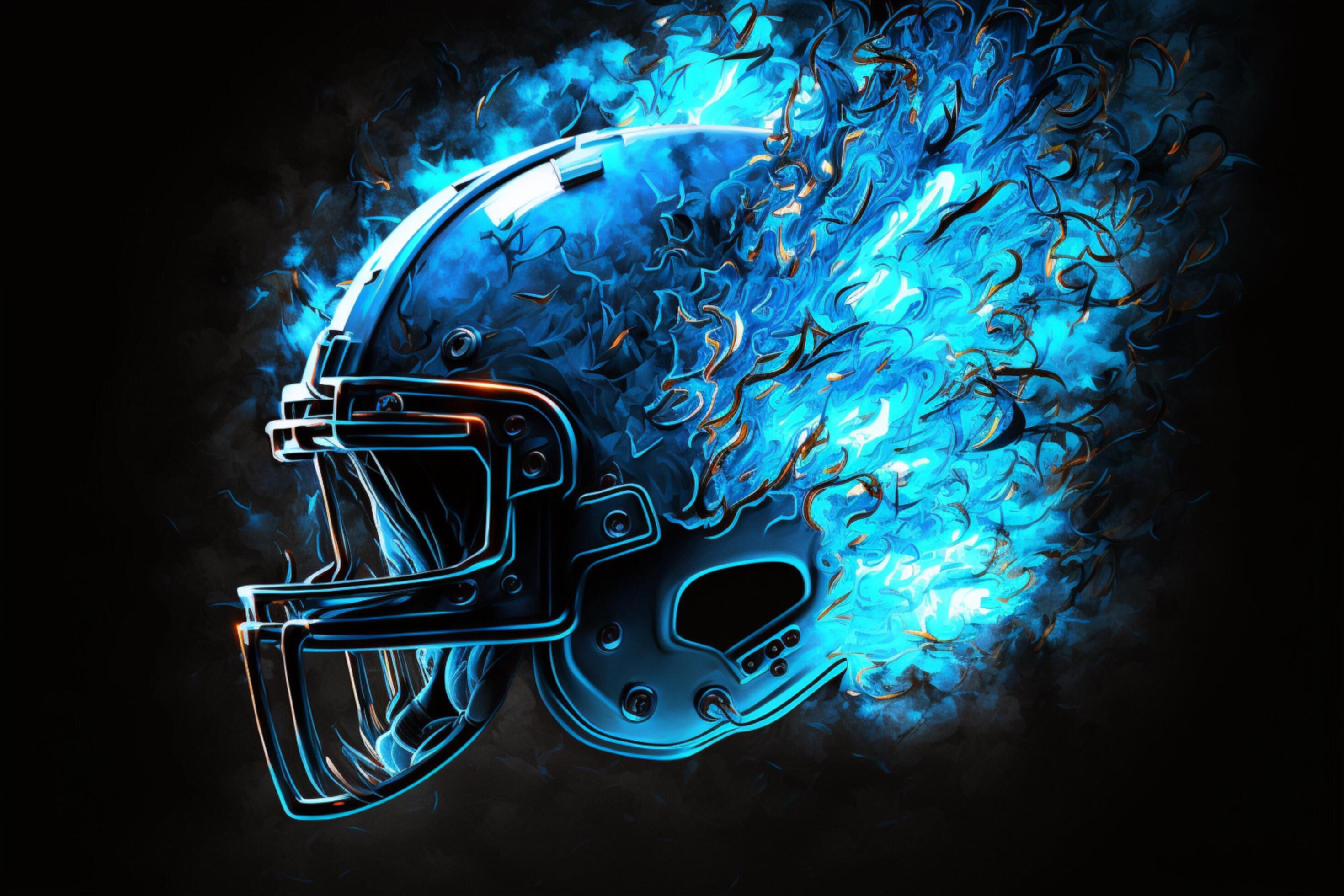 Blazing Blue Flames Football Helmet 24060730 Stock Photo at Vecteezy