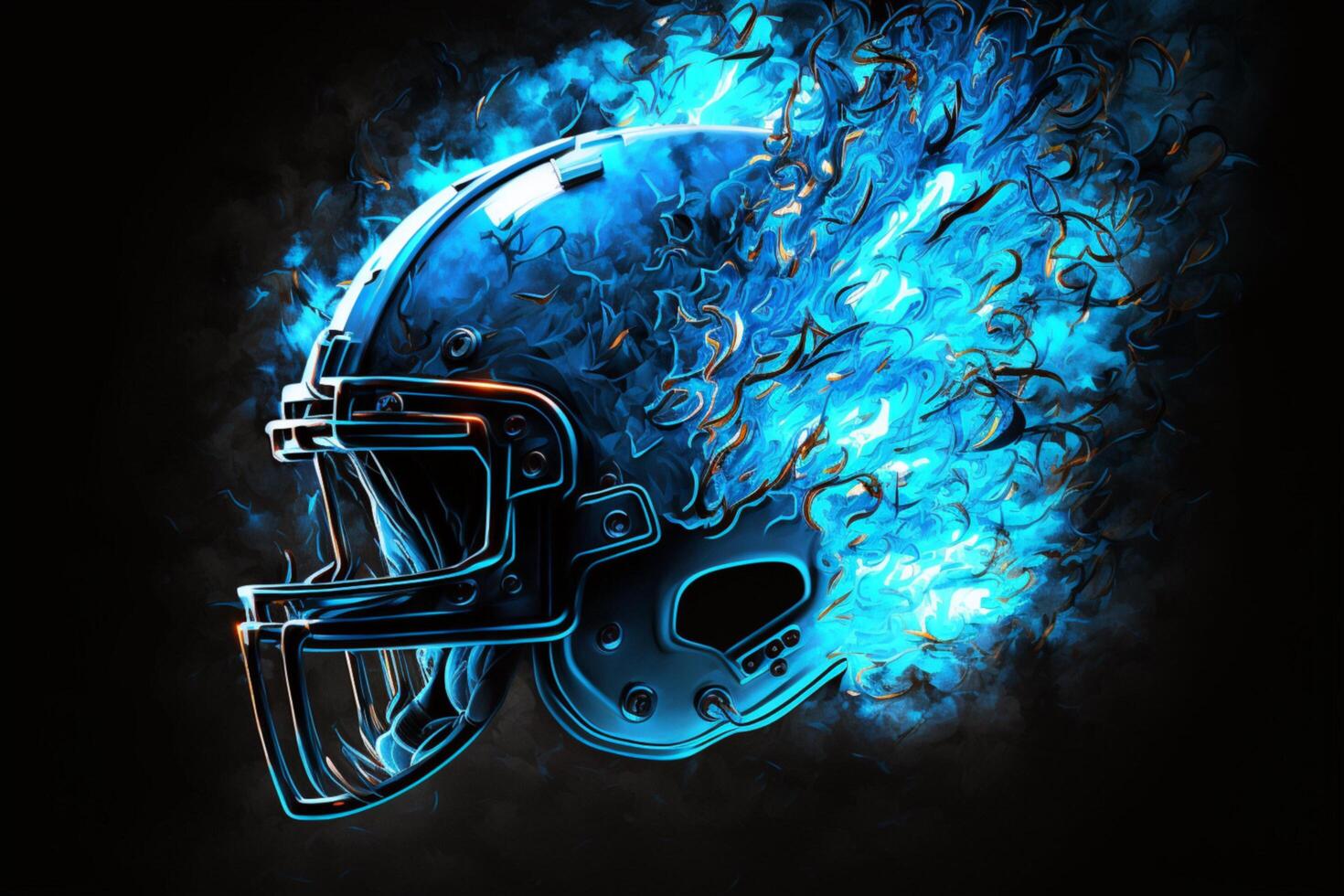 Blazing Blue Flames Football Helmet photo