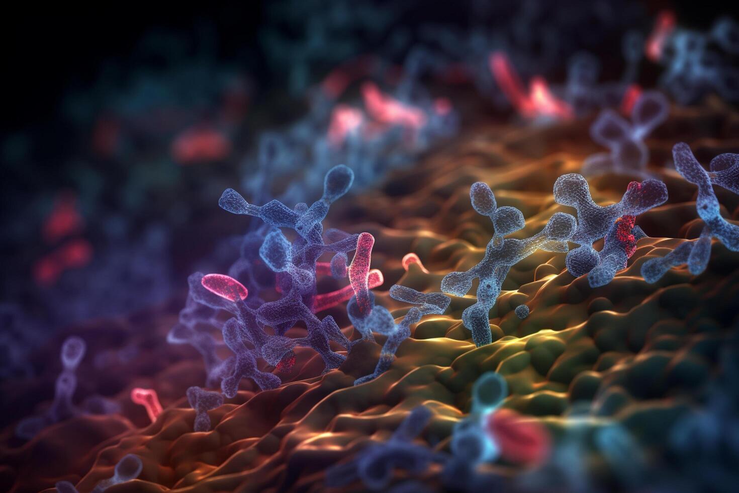 Vibrant 3D Illustration of Cell Communication Between Cells photo