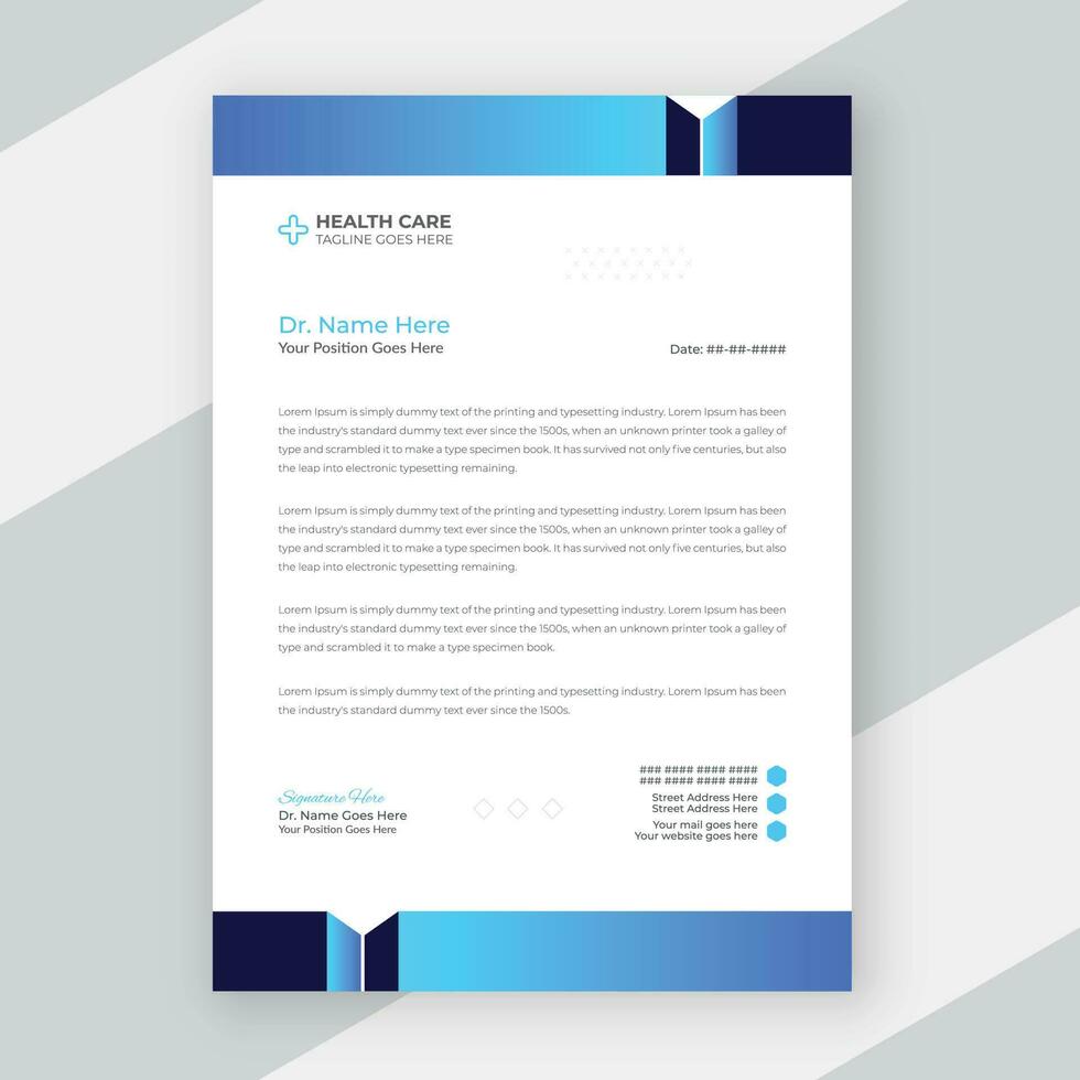 Creative and modern healthcare medical doctor or nurse letterhead design vector