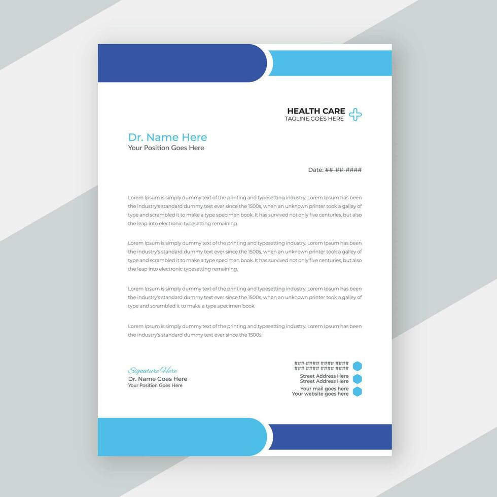 Medical Healthcare Business and Office Letterhead Template Design vector