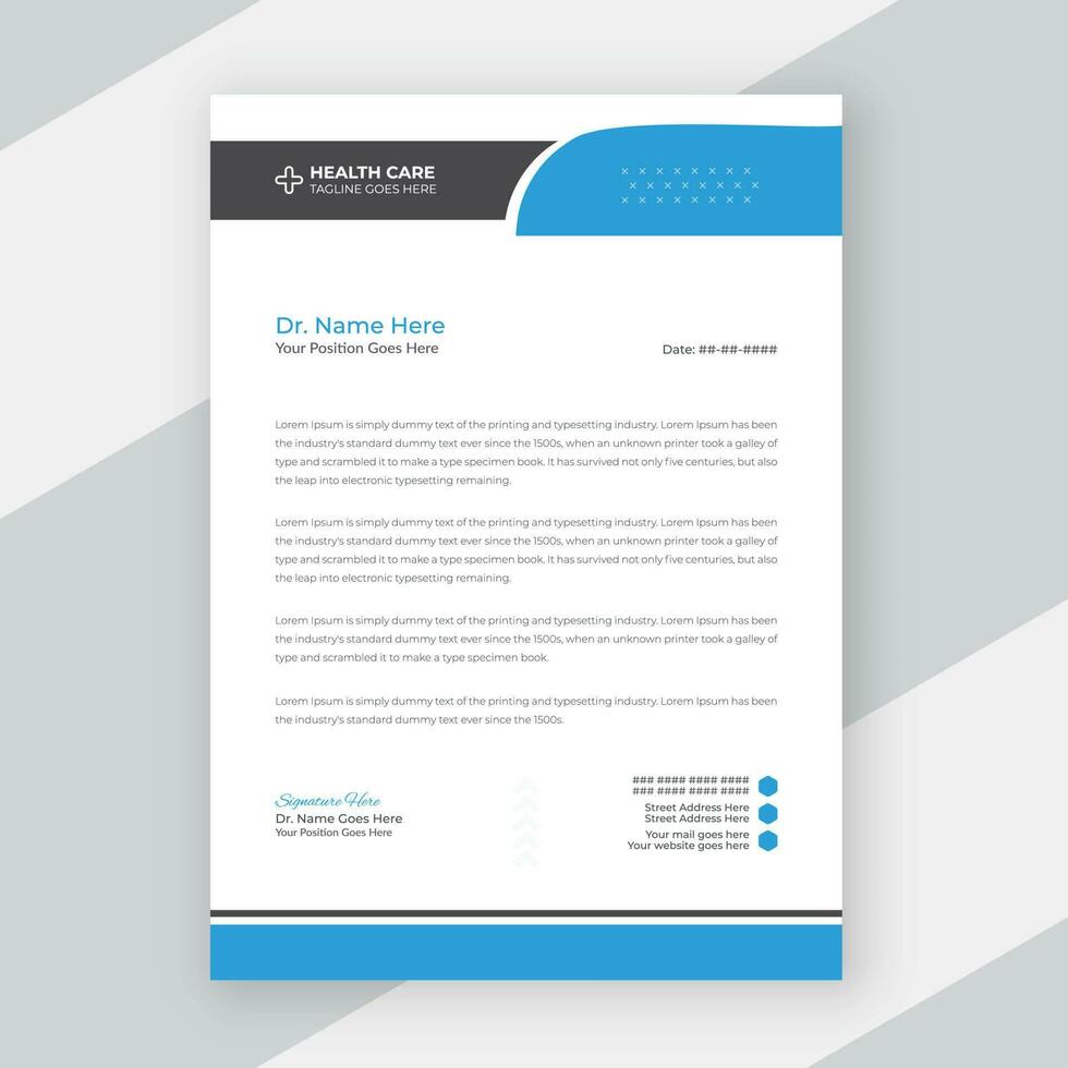 Creative and modern healthcare medical doctor or nurse letterhead design vector