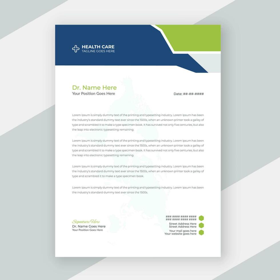 Medical Healthcare Business and Office Letterhead Template Design vector