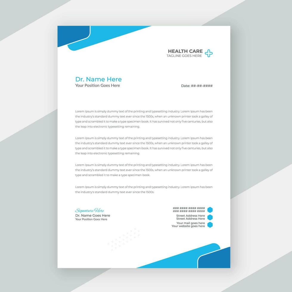 Professional doctor business medical service office letterhead template vector