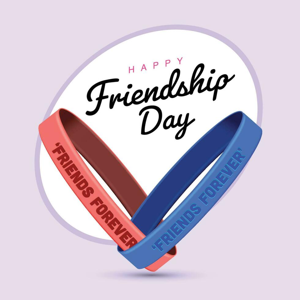 Vector illustration of Happy friendship day concept, friends forever written on friendship band