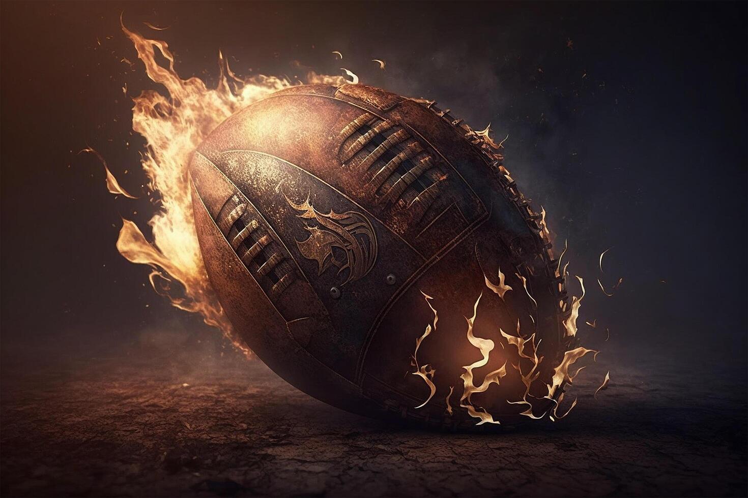 burning american football in flames Illustration photo