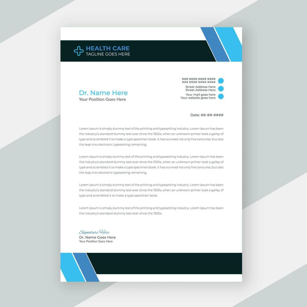 Professional creative and corporate medical letterhead template design for your business vector
