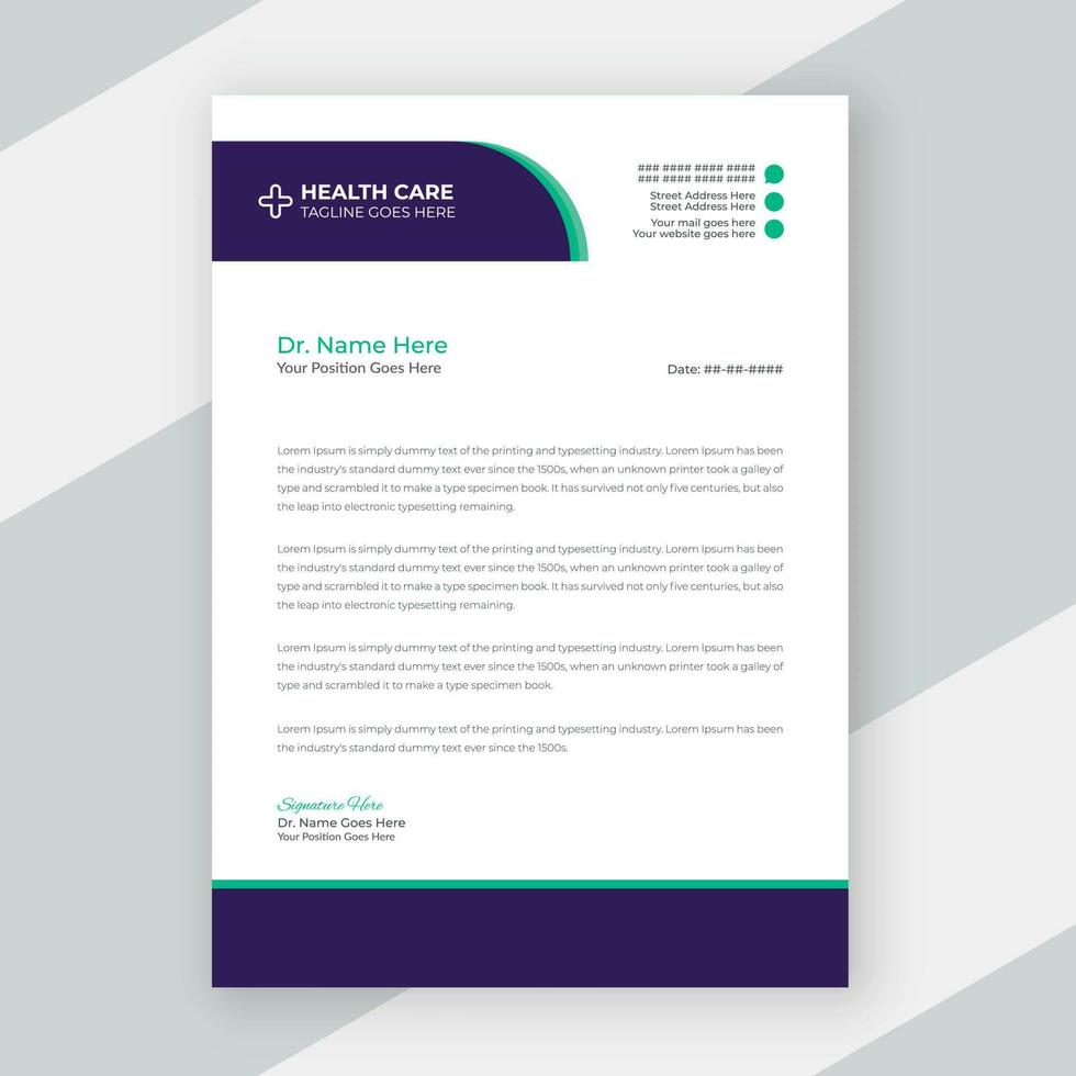 Modern medical doctor healthcare service letterhead design template vector