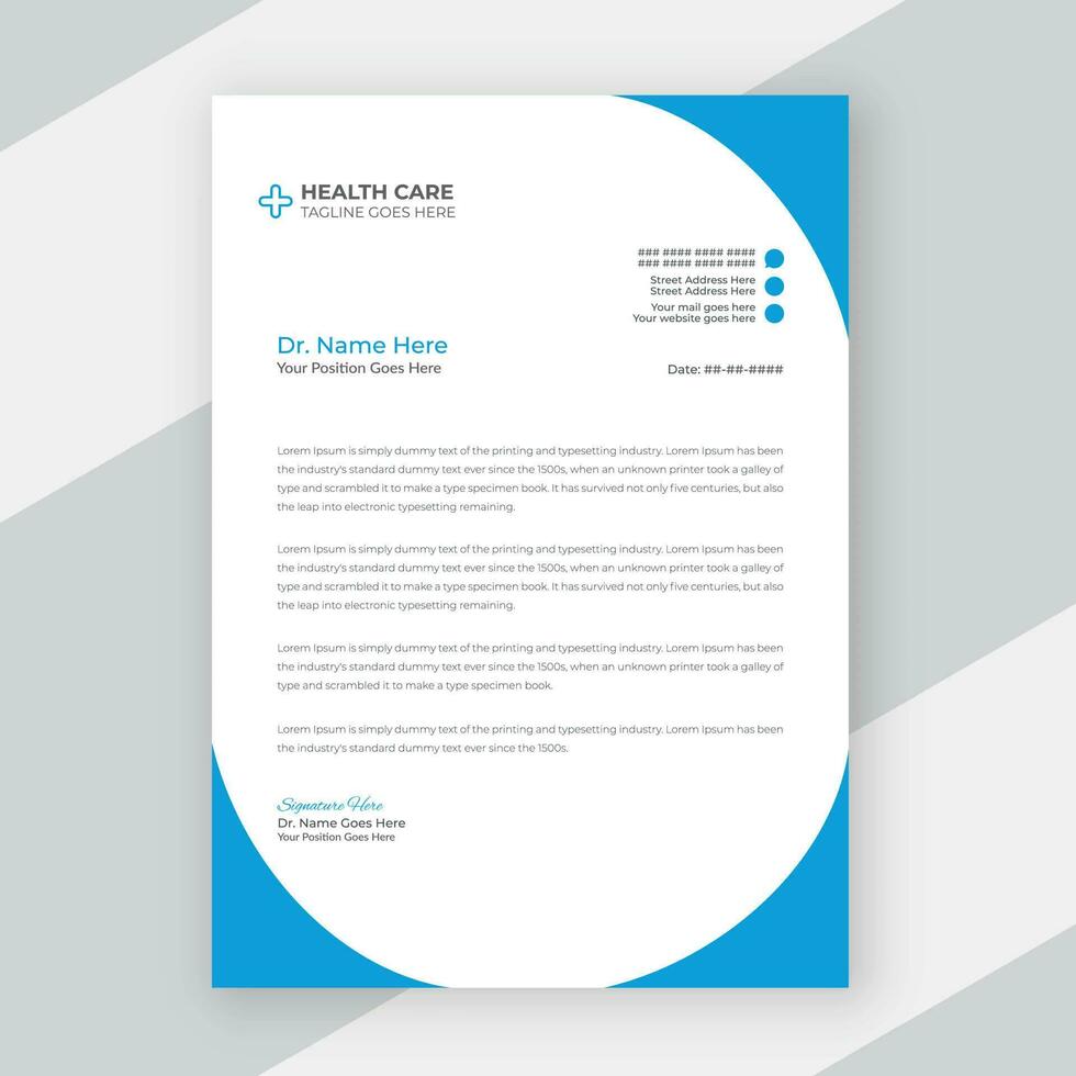 Modern medical doctor healthcare service letterhead design template vector