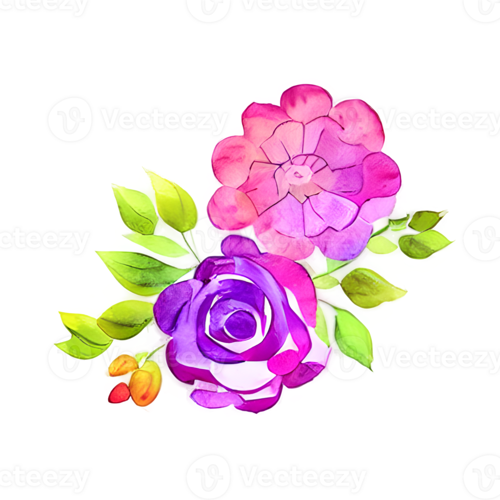 Strauß von Blumen Zeichnung, Aquarell Blumen generiert ai png