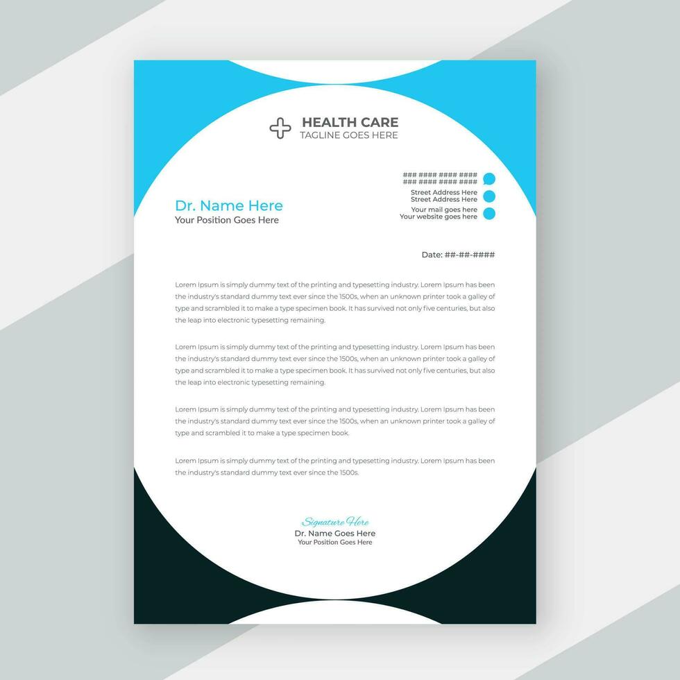 Modern medical doctor healthcare service letterhead design template vector