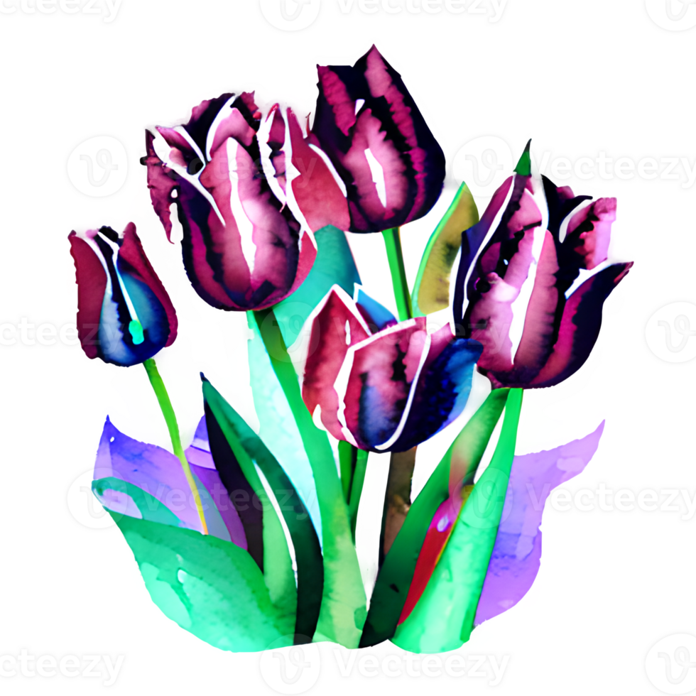 aquarelle ancien tulipes avec floral conception généré ai png