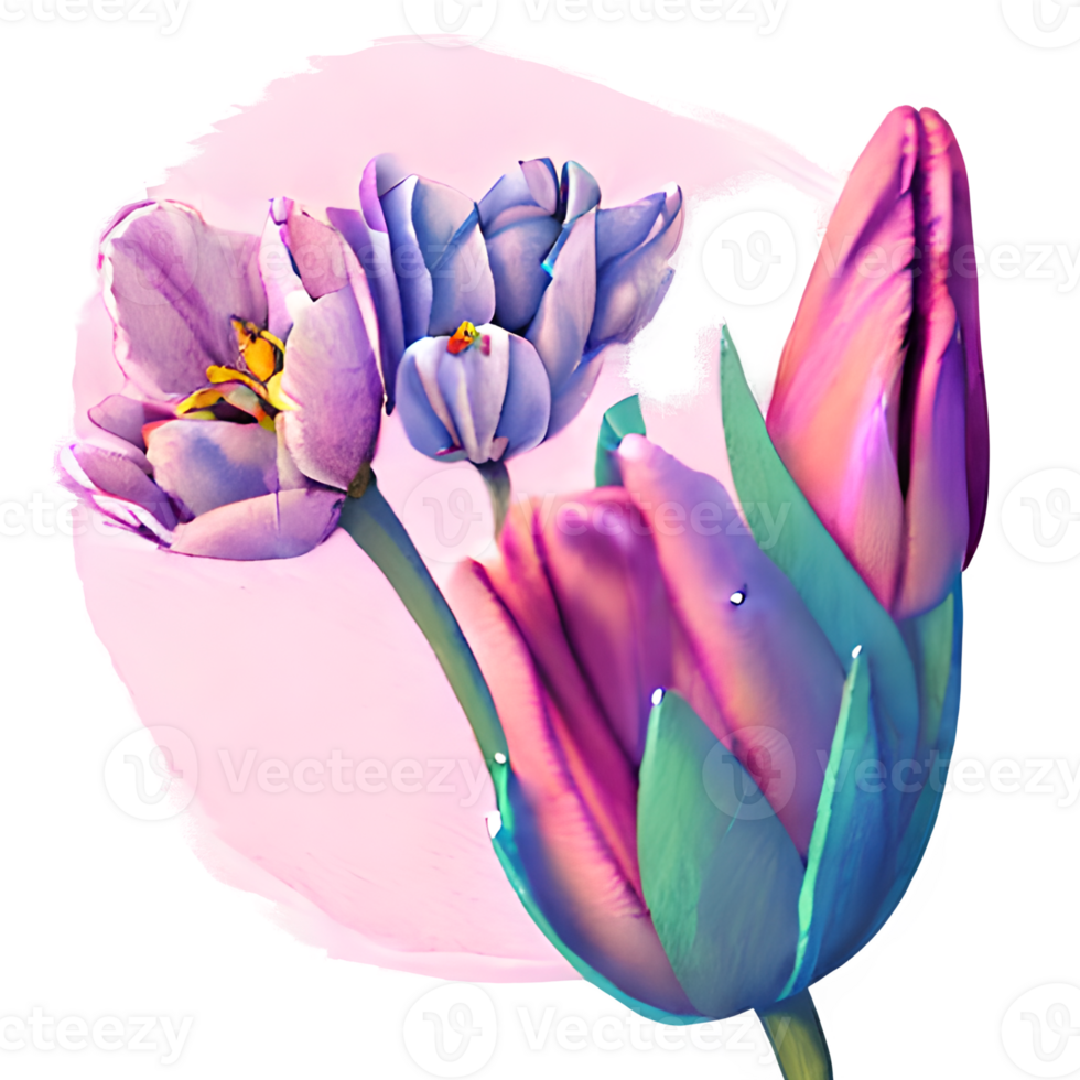aquarelle ancien tulipes avec floral conception généré ai png