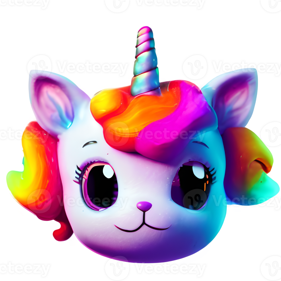 carino unicorno arcobaleno colorato generato ai png