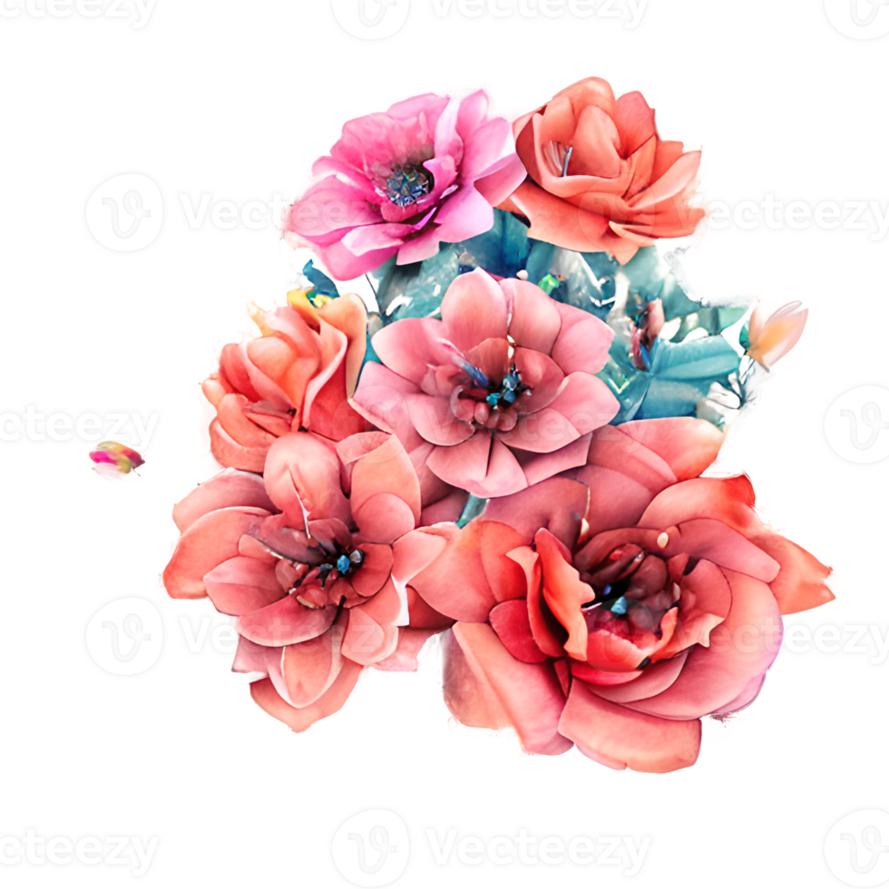 Bouquet Of Flowers Drawing, Watercolor Flowers png