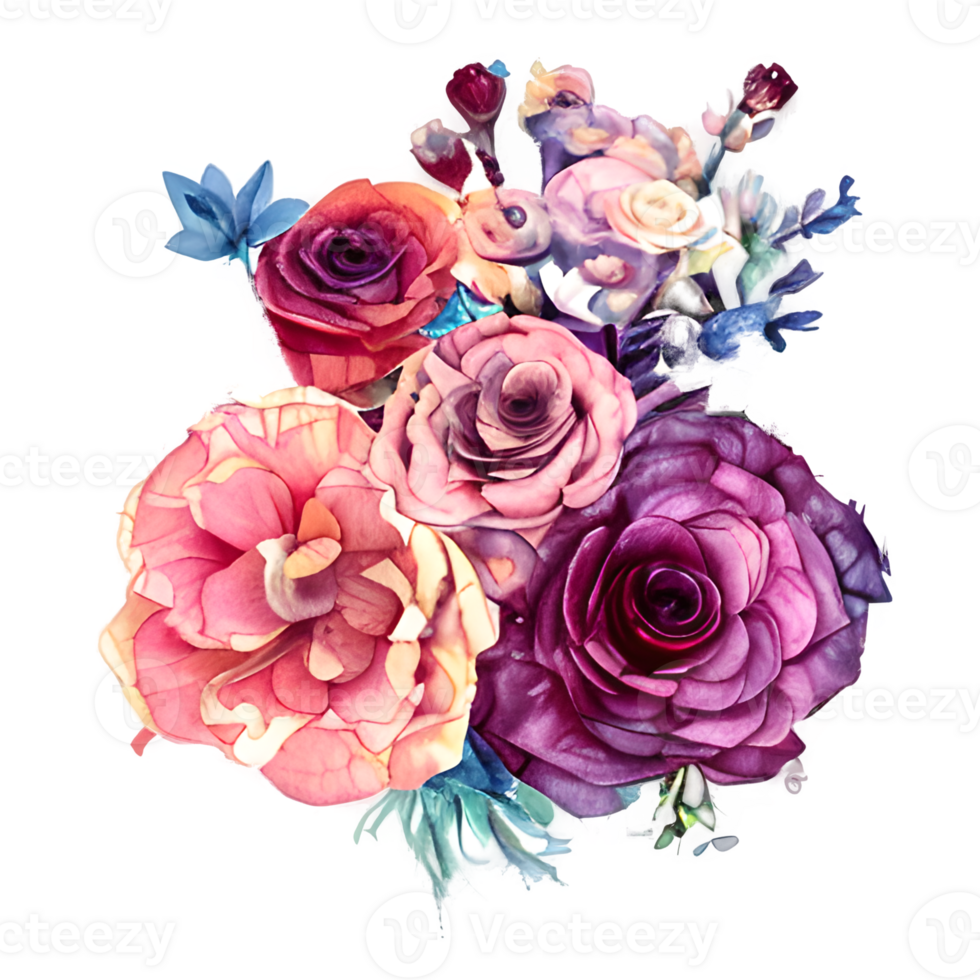 Bouquet Of Flowers Drawing, Watercolor Flowers png