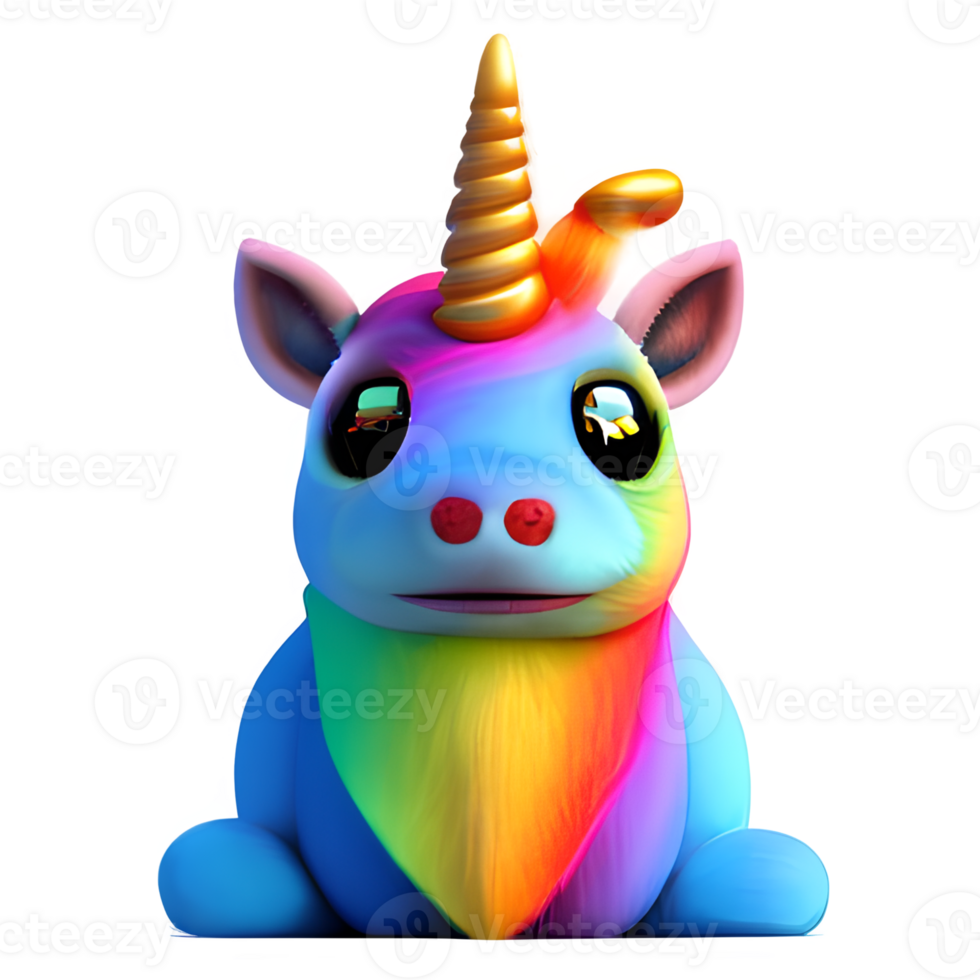 carino unicorno arcobaleno colorato generato ai png