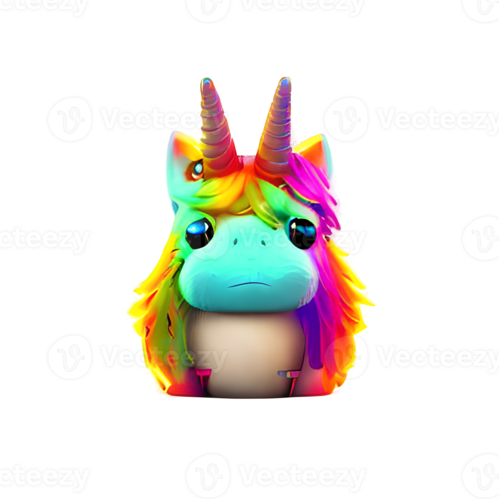 linda unicornio arco iris vistoso generado ai png