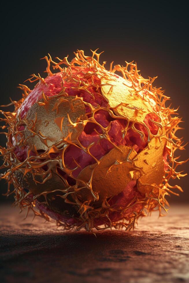 Exploring the Intricacies of Cellular Life A Mesmerizing 3D Illustration Showcasing the Microscopic World of Cancer Cells photo