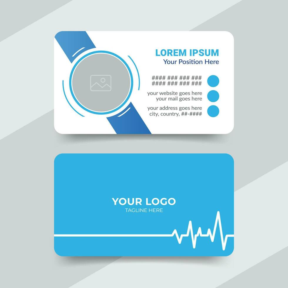 Professional healthcare medical doctor business card template design in front and back view vector