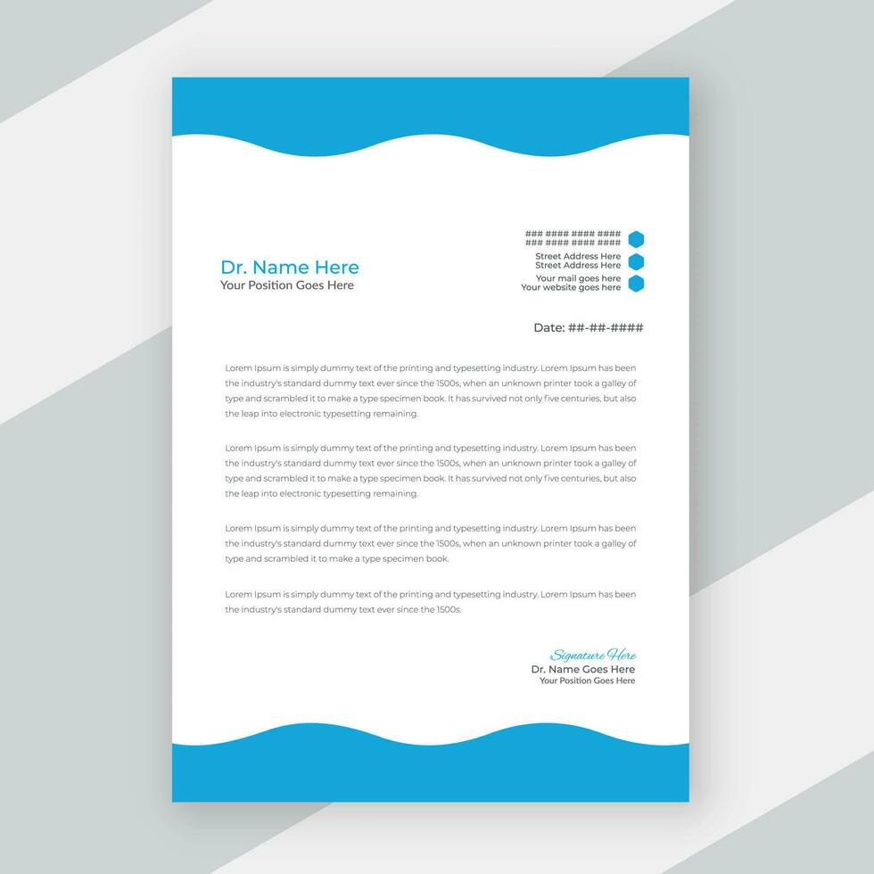Flat medical healthcare letterhead design template vector