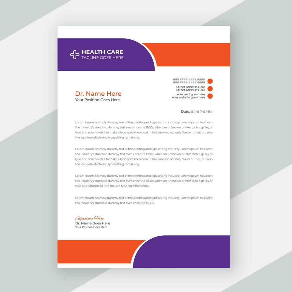 Professional creative and corporate medical letterhead template design for your business vector