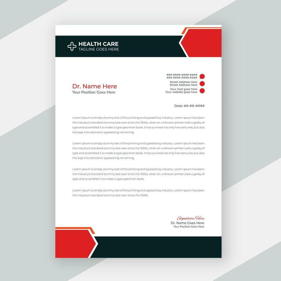 Professional creative and corporate medical letterhead template design for your business vector