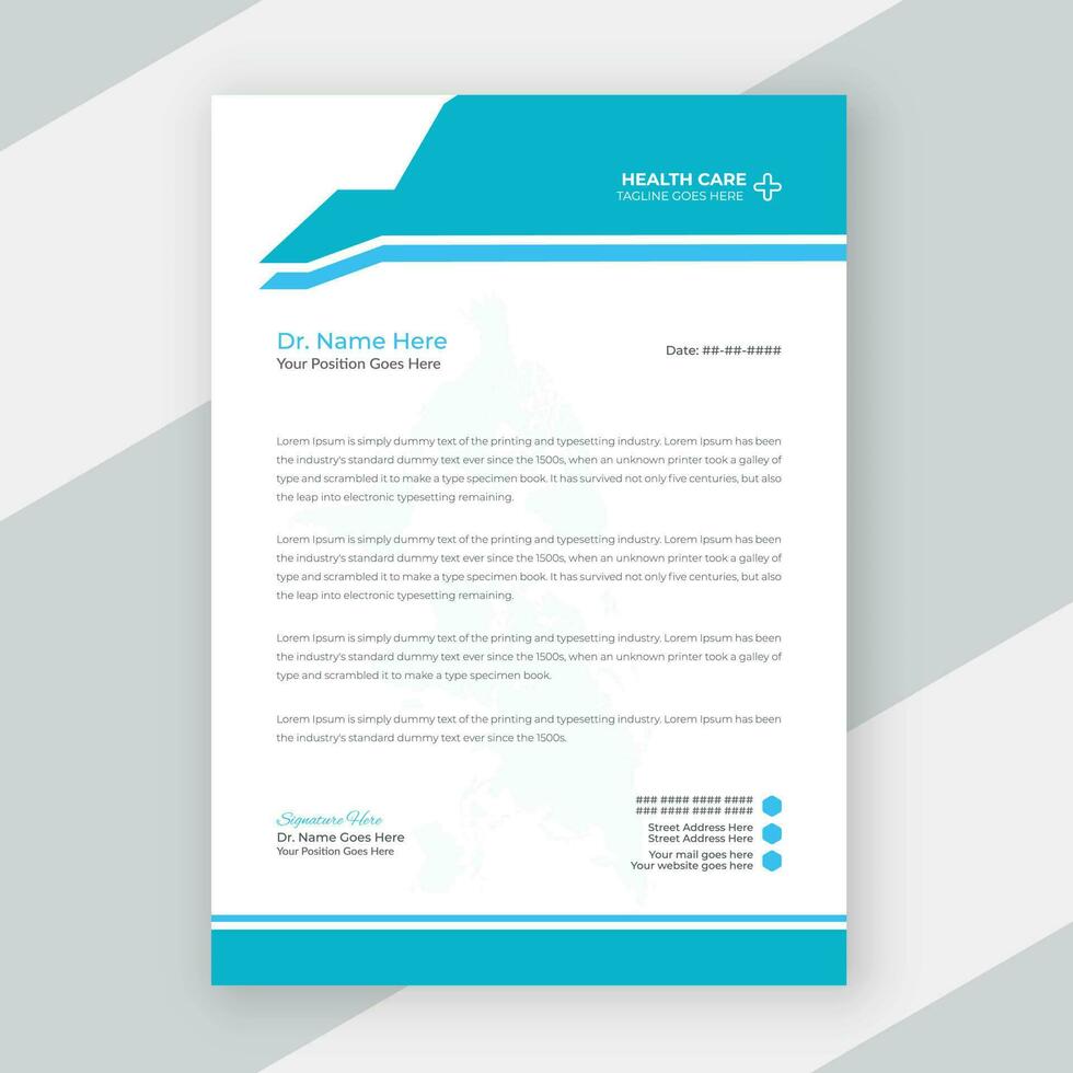 Professional doctor business medical service office letterhead template vector