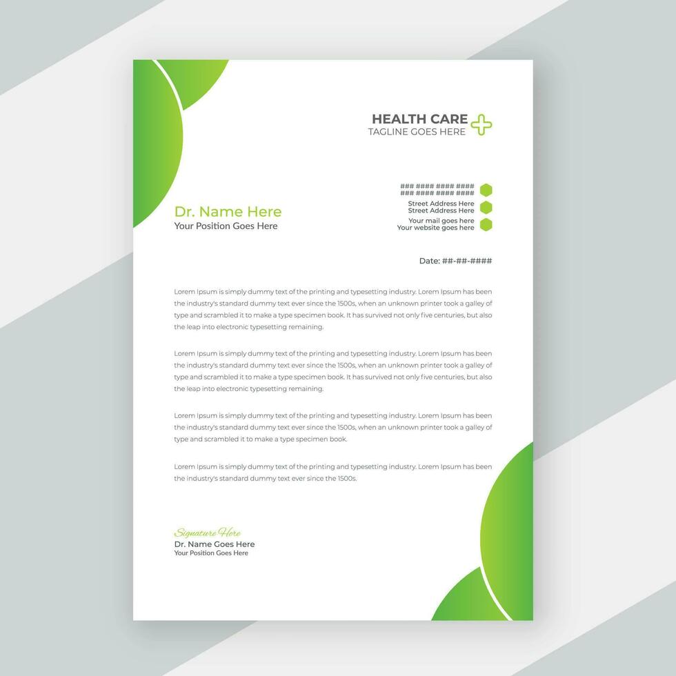 Modern medical doctor healthcare service letterhead design template vector