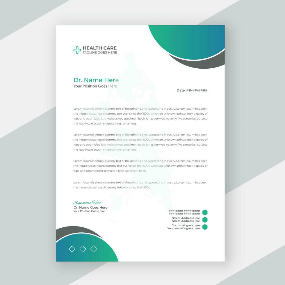 Medical Healthcare Business and Office Letterhead Template Design vector