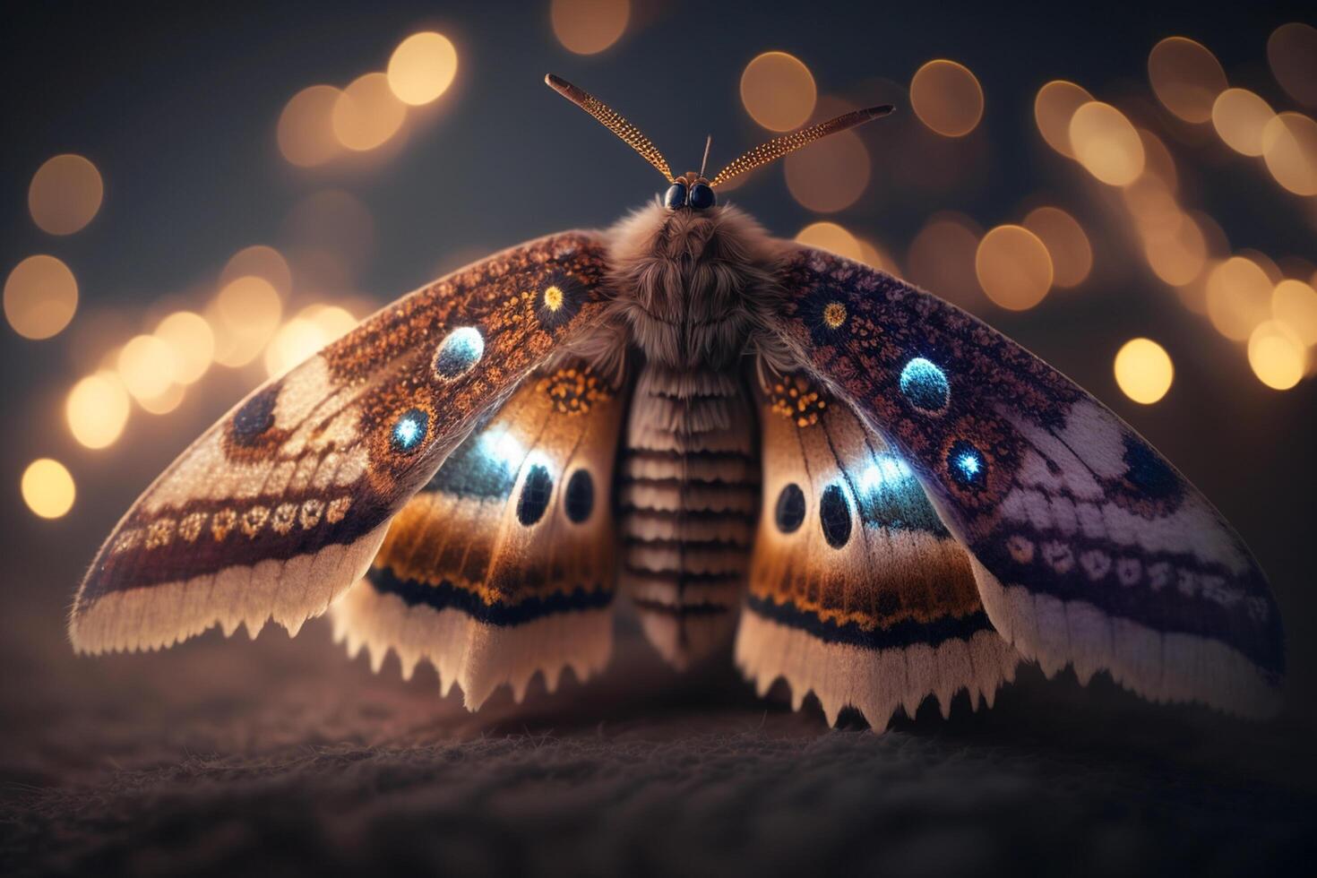 Hyperrealistic Illustration of a Moth-Like Insect, Magnified Close-Up photo