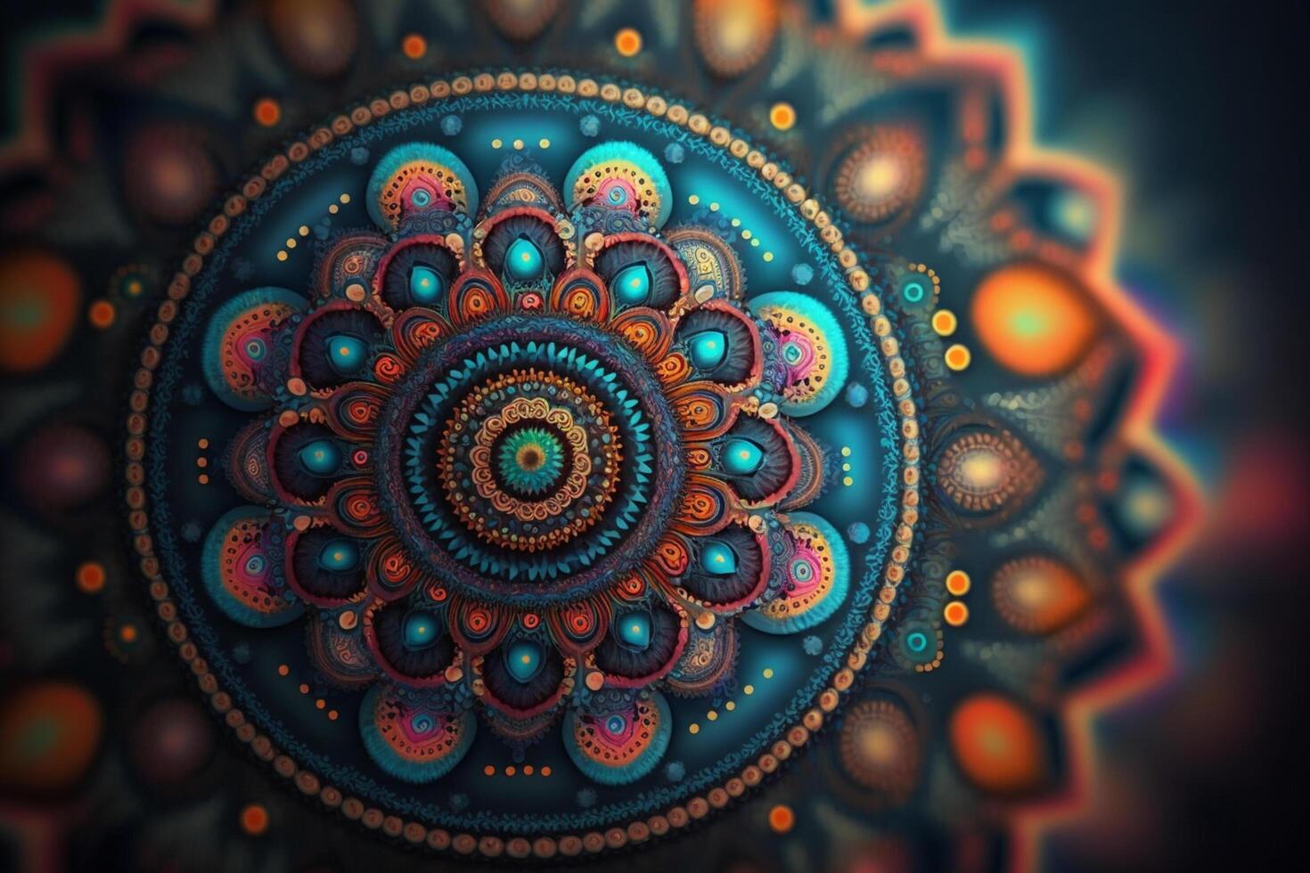 Hippie Mandala Tapestry - Vibrant Bohemian Art Decor photo