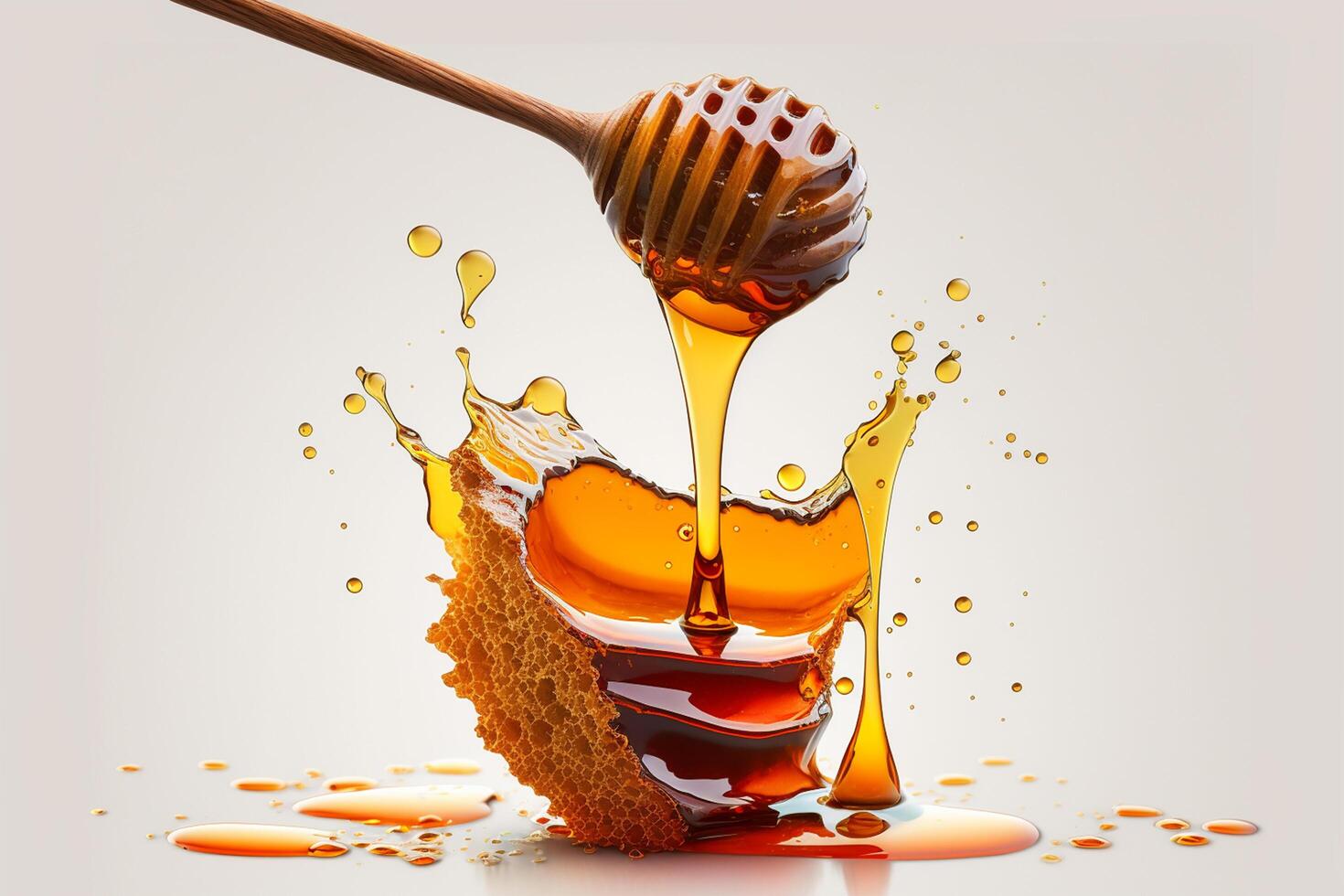 Illustration honey dipper with dripping honey closeup beekeeper photo