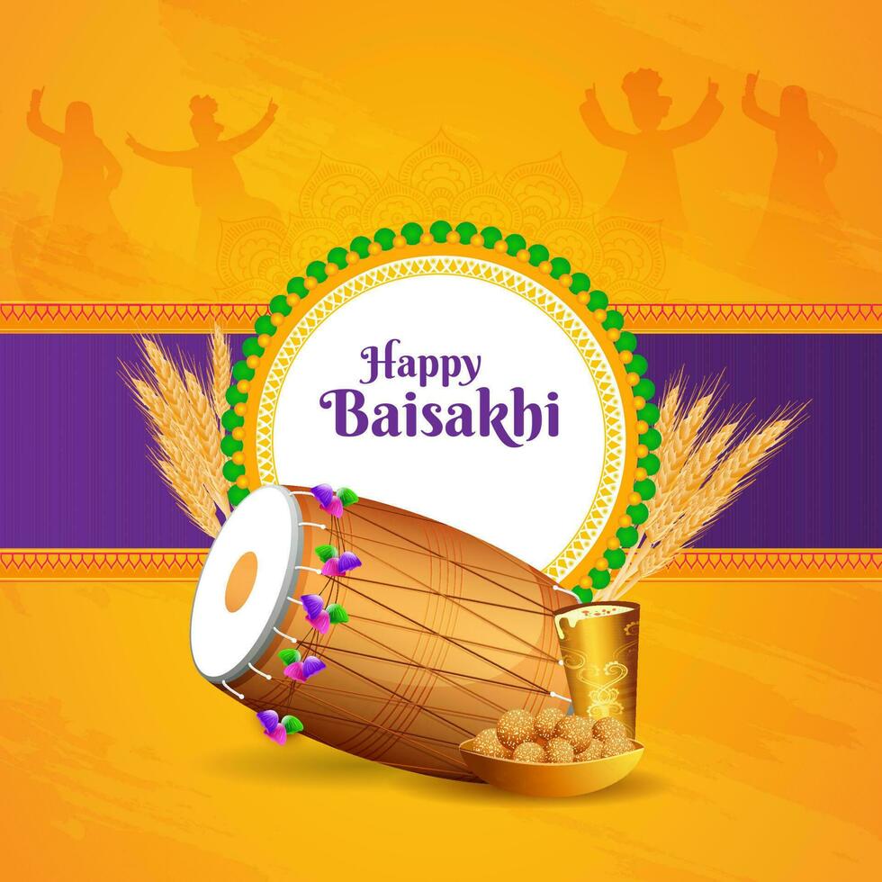 Happy Baisakhi Concept with Traditional Dishes. vector