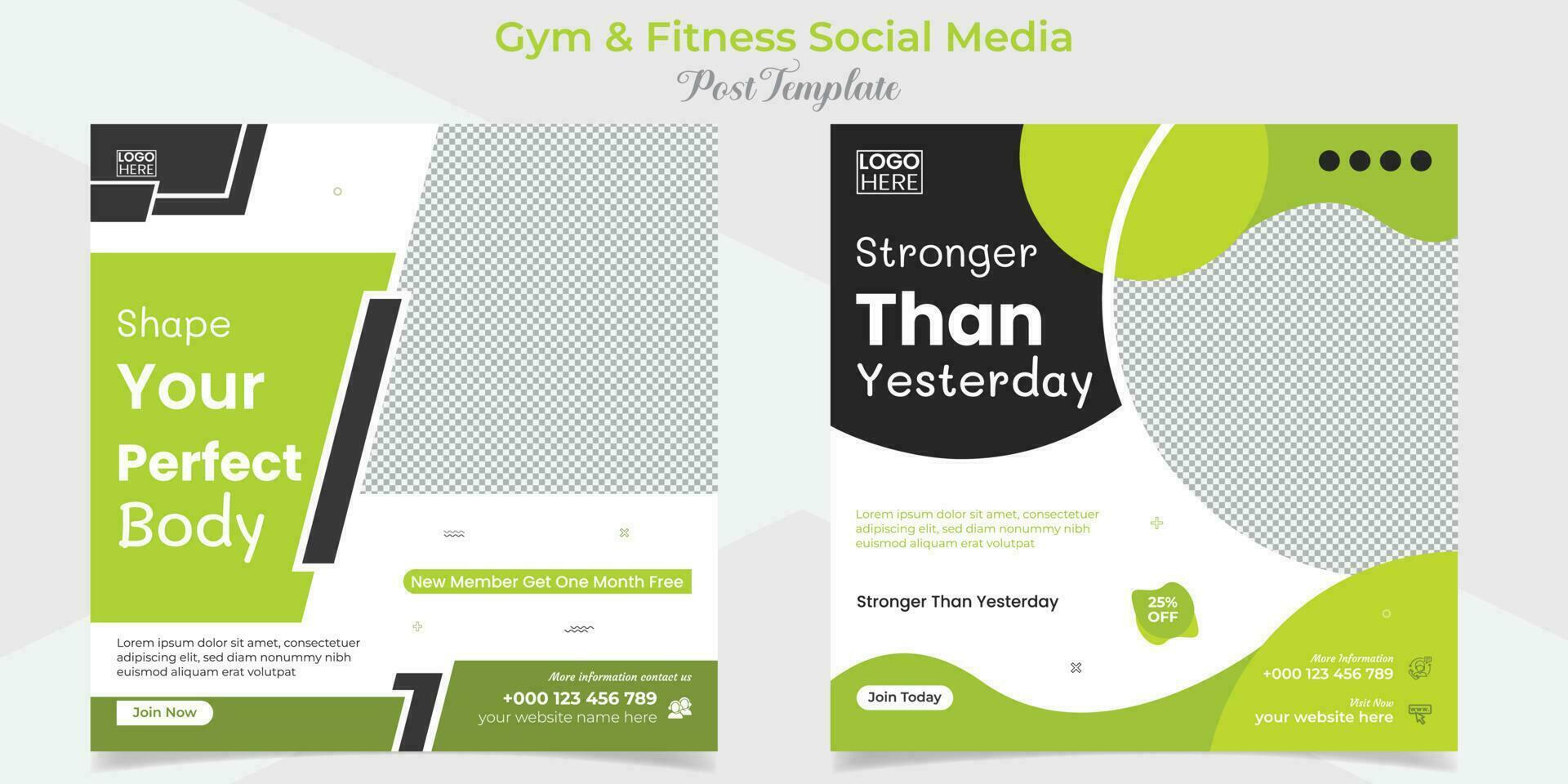 gym workout square flyer post banner and social media post template design package vector